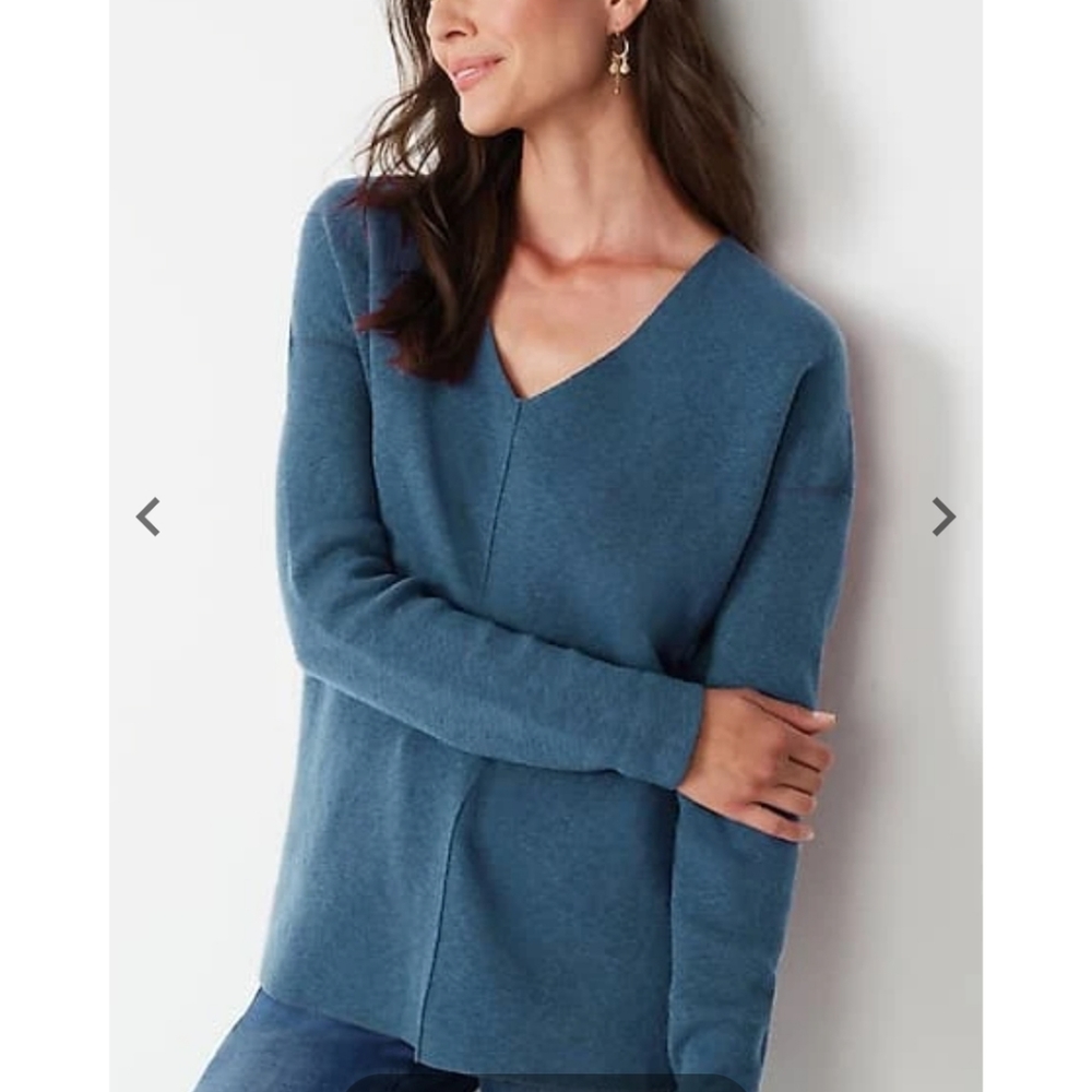 J Jill Majestic V-Neck Sweater MP Moonlight sky